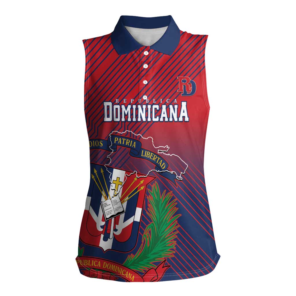 Dominican Republic 2026 Baseball Custom Women Sleeveless Polo Shirt Coat Of Arms Gradient Style - Wonder Print Shop