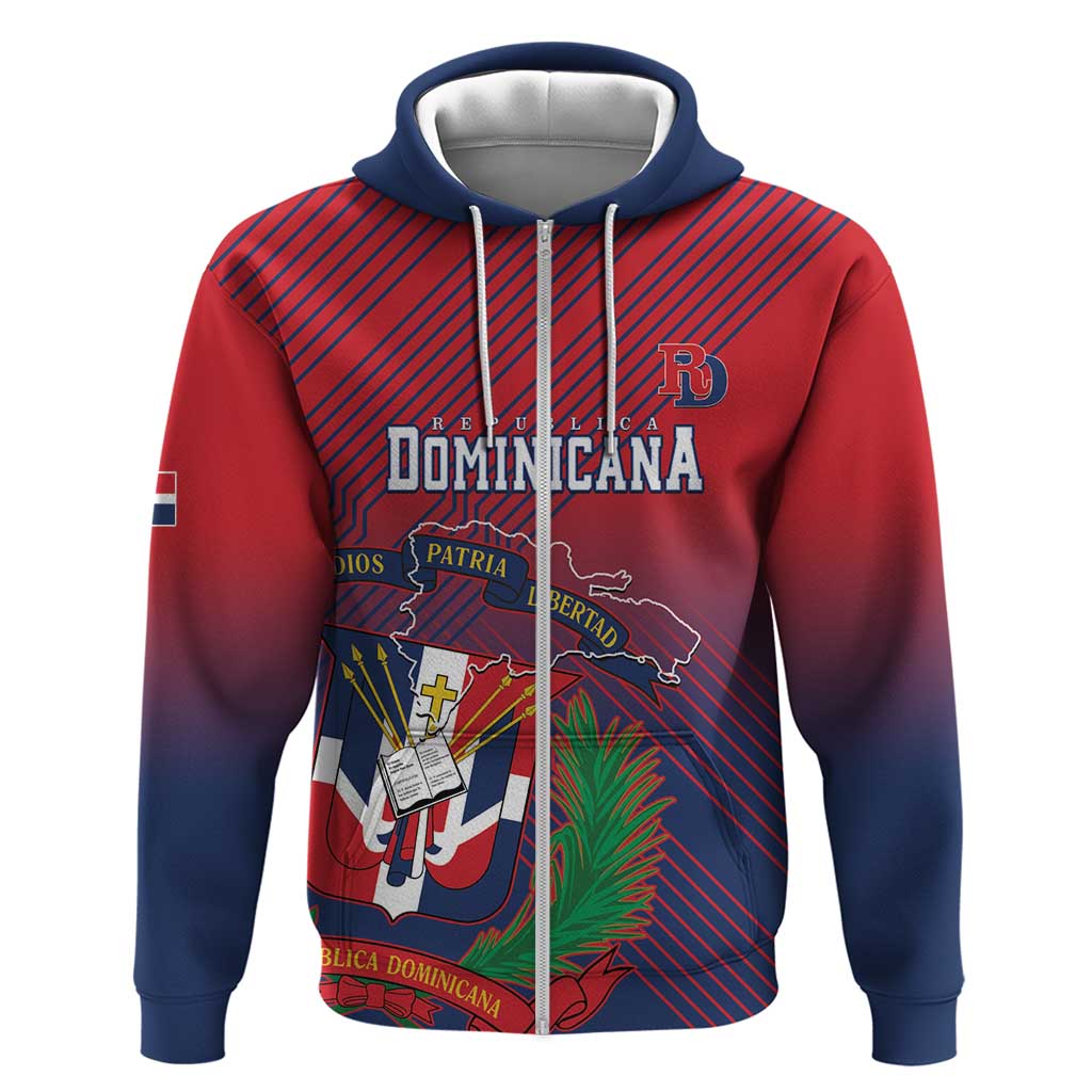 Dominican Republic 2026 Baseball Custom Zip Hoodie Coat Of Arms Gradient Style - Wonder Print Shop