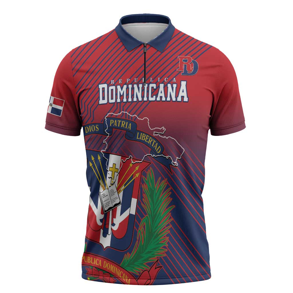 Dominican Republic 2026 Baseball Custom Zipper Polo Shirt Coat Of Arms Gradient Style - Wonder Print Shop