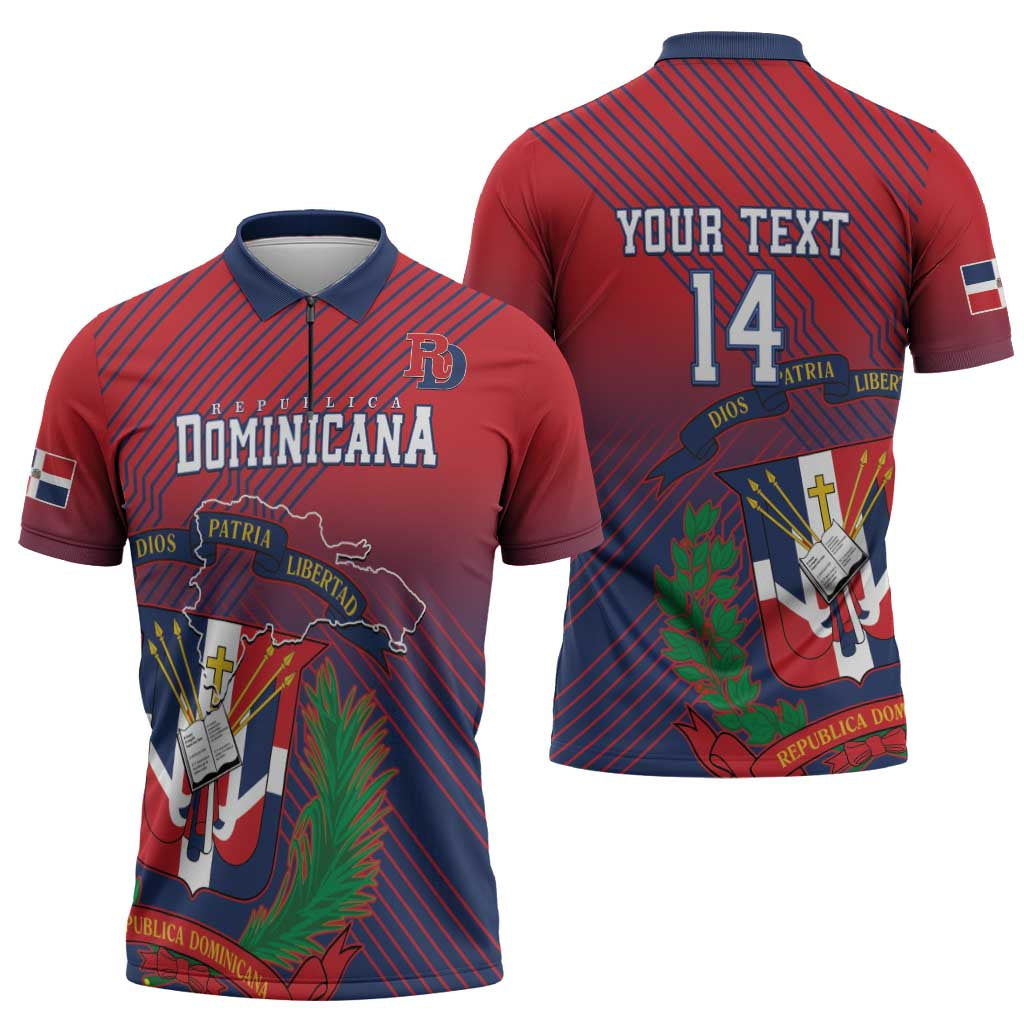 Dominican Republic 2026 Baseball Custom Zipper Polo Shirt Coat Of Arms Gradient Style - Wonder Print Shop