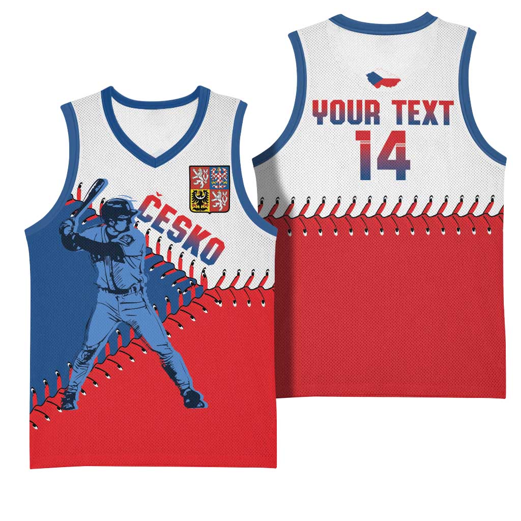 Czech Republic 2026 Baseball Custom Basketball Jersey Come On Cesko Flag Style - Wonder Print Shop