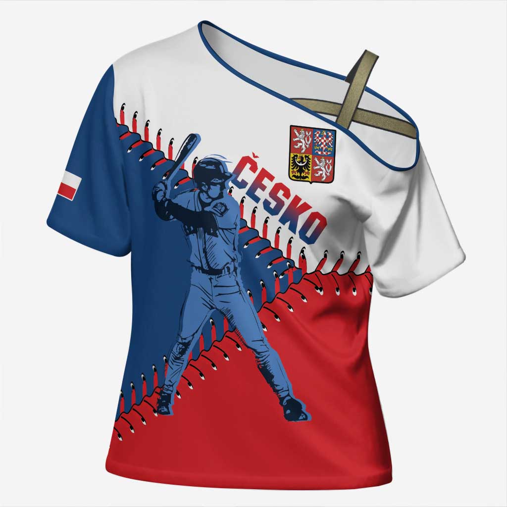Czech Republic 2026 Baseball Custom Cross Shoulder Shirt Come On Cesko Flag Style - Wonder Print Shop