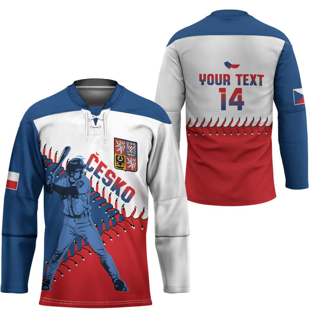 Czech Republic 2026 Baseball Custom Hockey Jersey Come On Cesko Flag Style - Wonder Print Shop