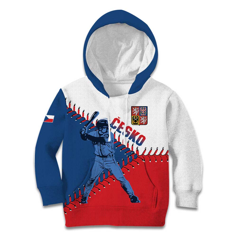 Czech Republic 2026 Baseball Custom Kid Hoodie Come On Cesko Flag Style - Wonder Print Shop