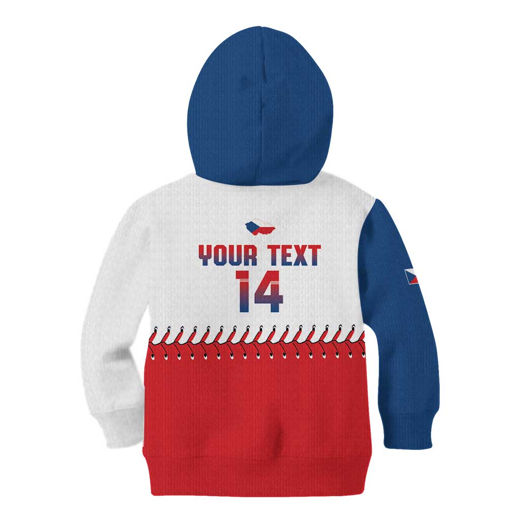 Czech Republic 2026 Baseball Custom Kid Hoodie Come On Cesko Flag Style - Wonder Print Shop