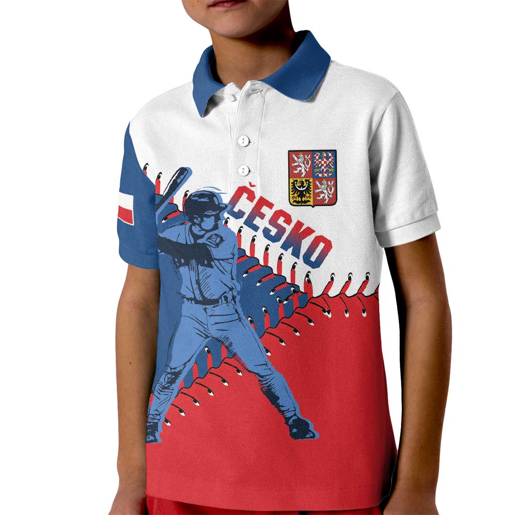Czech Republic 2026 Baseball Custom Kid Polo Shirt Come On Cesko Flag Style - Wonder Print Shop