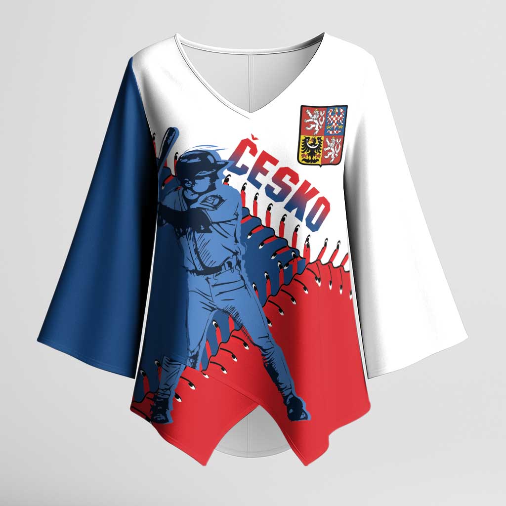 Czech Republic 2026 Baseball Custom Kimono Sleeve Blouse Come On Cesko Flag Style - Wonder Print Shop