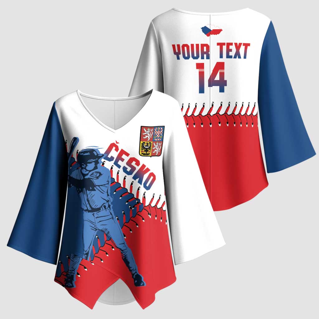 Czech Republic 2026 Baseball Custom Kimono Sleeve Blouse Come On Cesko Flag Style - Wonder Print Shop