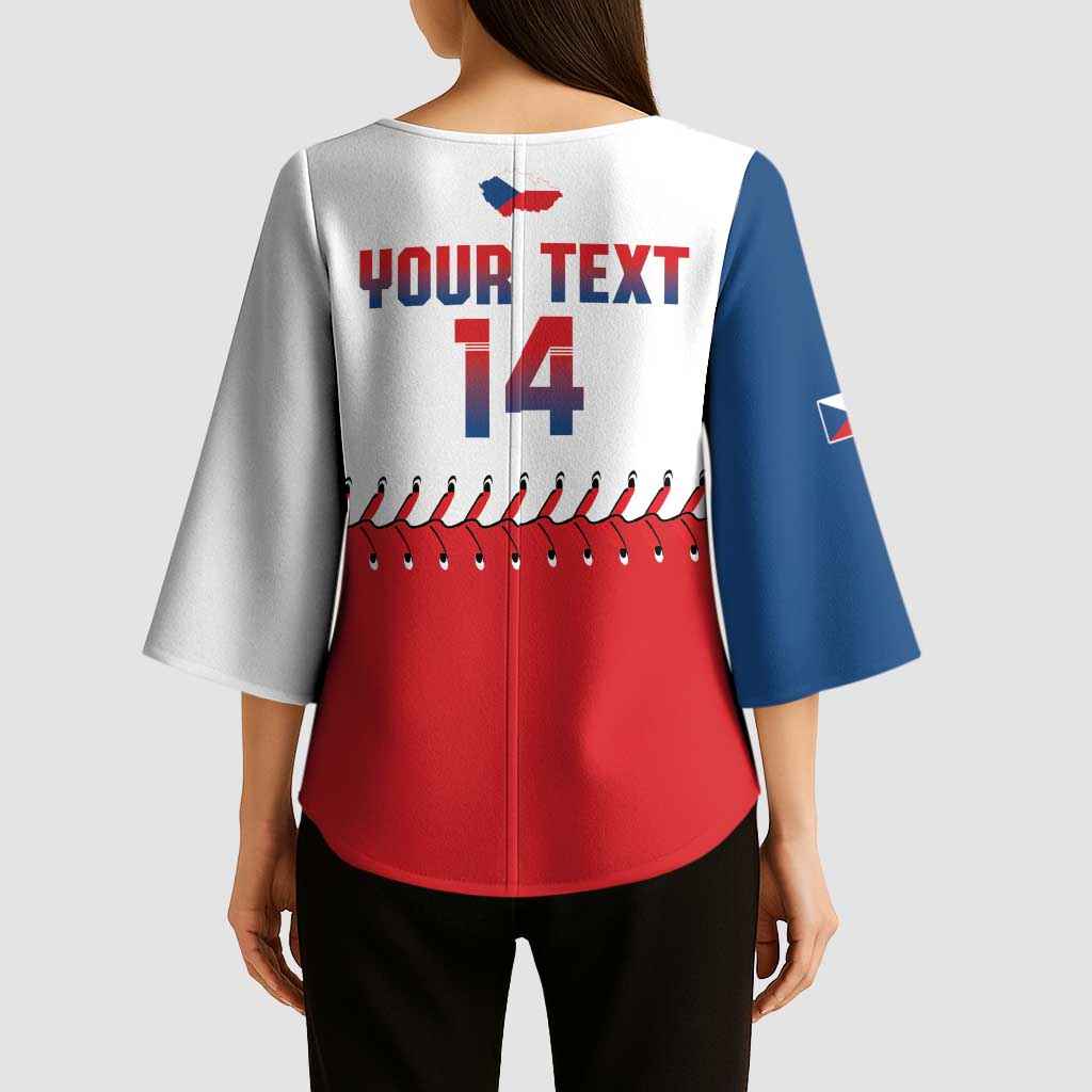 Czech Republic 2026 Baseball Custom Kimono Sleeve Blouse Come On Cesko Flag Style - Wonder Print Shop