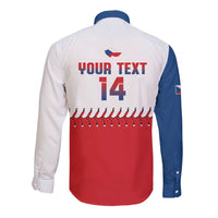 Czech Republic 2026 Baseball Custom Long Sleeve Button Shirt Come On Cesko Flag Style - Wonder Print Shop