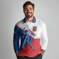 Czech Republic 2026 Baseball Custom Long Sleeve Polo Shirt Come On Cesko Flag Style - Wonder Print Shop