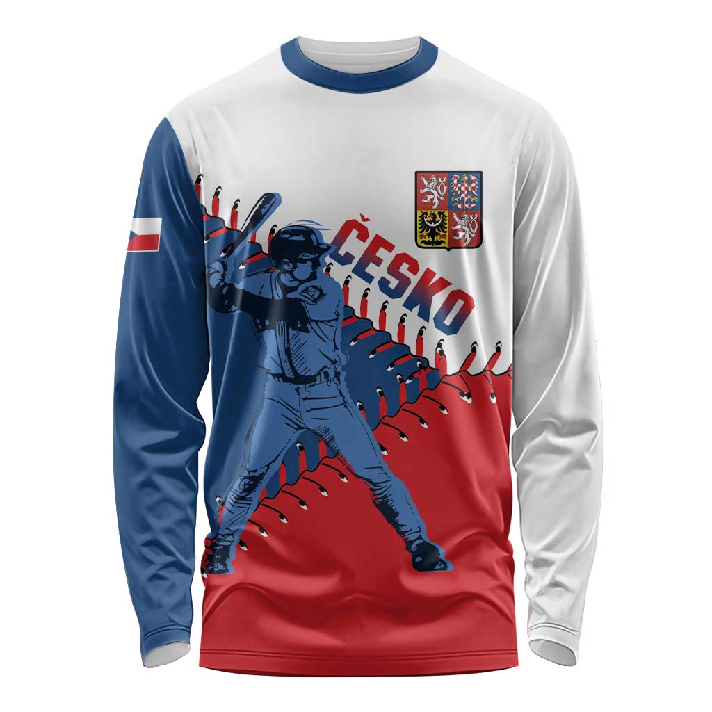 Czech Republic 2026 Baseball Custom Long Sleeve Shirt Come On Cesko Flag Style - Wonder Print Shop