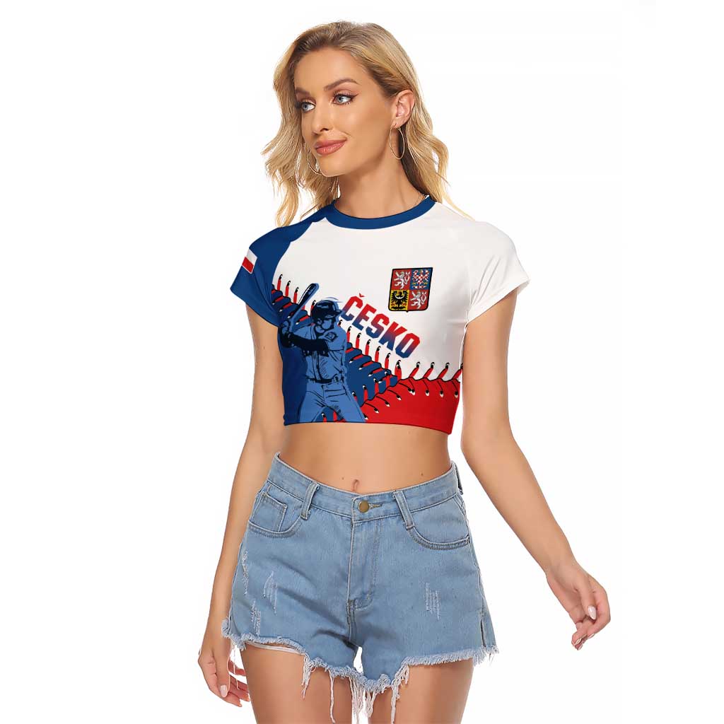 Czech Republic 2026 Baseball Custom Raglan Cropped T Shirt Come On Cesko Flag Style - Wonder Print Shop