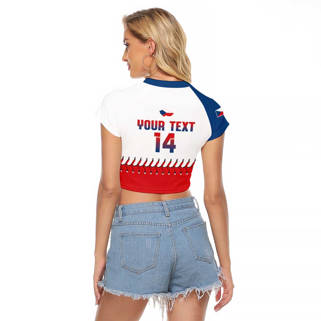 Czech Republic 2026 Baseball Custom Raglan Cropped T Shirt Come On Cesko Flag Style - Wonder Print Shop