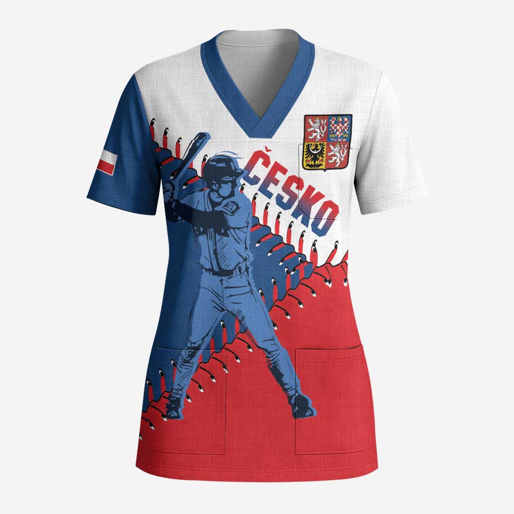 Czech Republic 2026 Baseball Custom Scrub Top Come On Cesko Flag Style - Wonder Print Shop