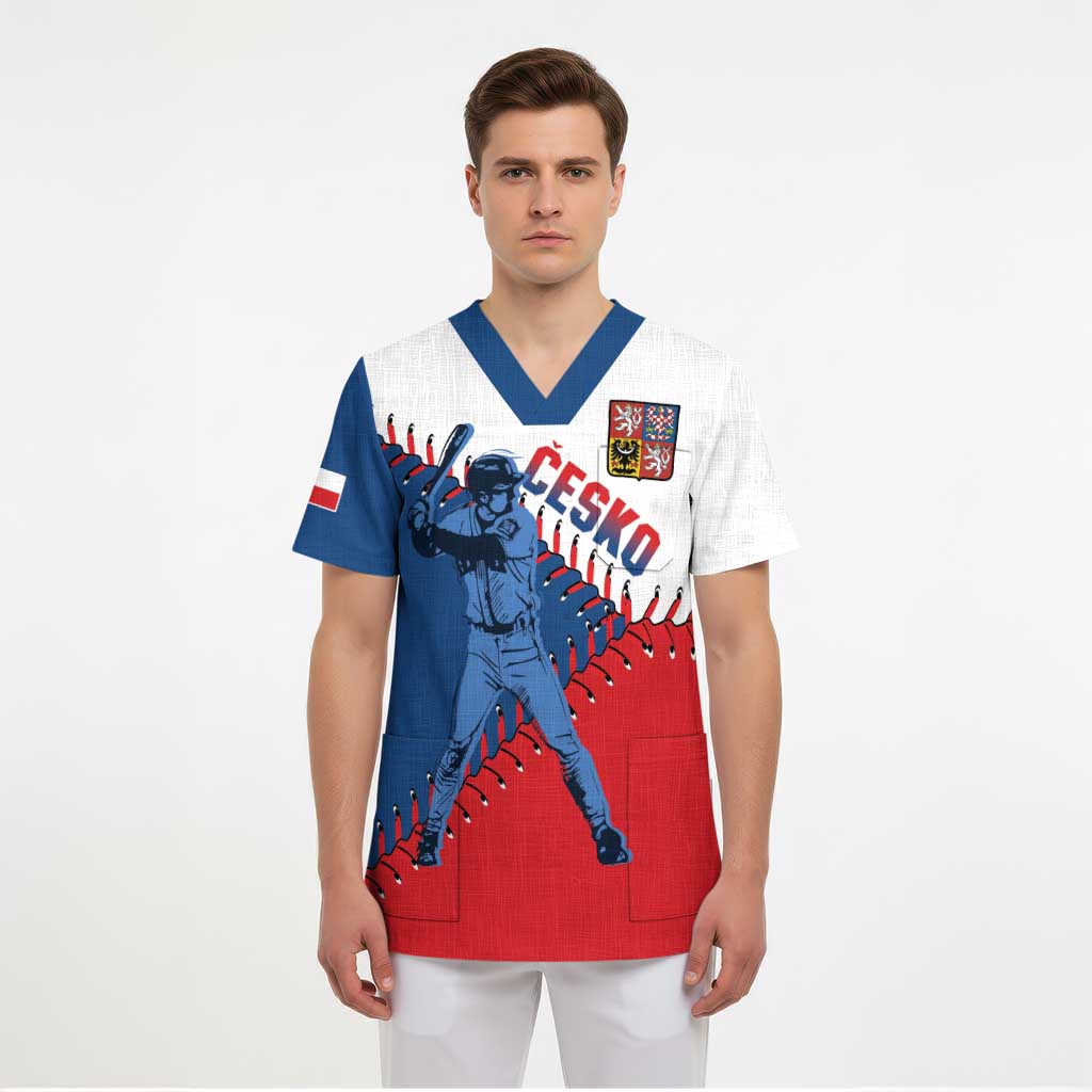 Czech Republic 2026 Baseball Custom Scrub Top Come On Cesko Flag Style - Wonder Print Shop