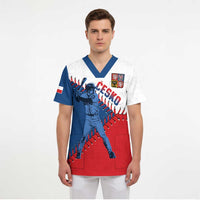 Czech Republic 2026 Baseball Custom Scrub Top Come On Cesko Flag Style - Wonder Print Shop