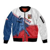 Czech Republic 2026 Baseball Custom Sleeve Zip Bomber Jacket Come On Cesko Flag Style - Wonder Print Shop