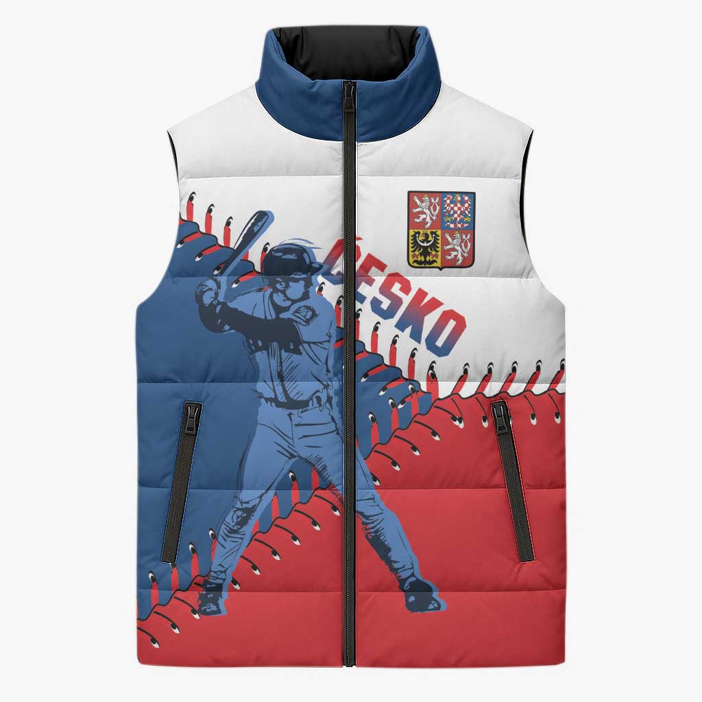Czech Republic 2026 Baseball Custom Sleeveless Puffer Jacket Come On Cesko Flag Style - Wonder Print Shop