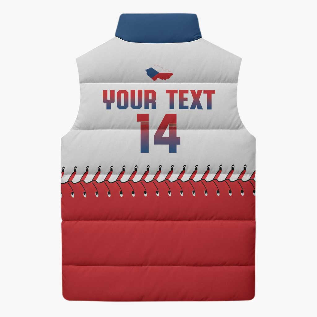 Czech Republic 2026 Baseball Custom Sleeveless Puffer Jacket Come On Cesko Flag Style - Wonder Print Shop