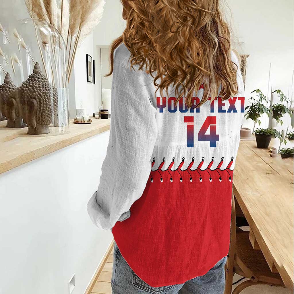 Czech Republic 2026 Baseball Custom Women Casual Shirt Come On Cesko Flag Style - Wonder Print Shop