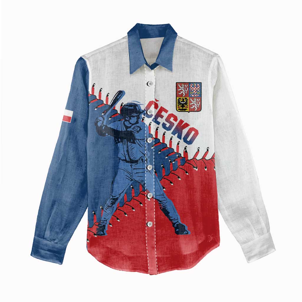 Czech Republic 2026 Baseball Custom Women Casual Shirt Come On Cesko Flag Style - Wonder Print Shop
