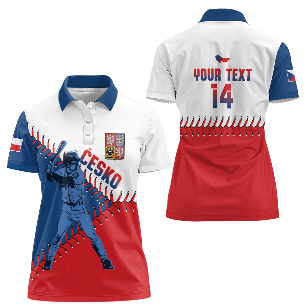 Czech Republic 2026 Baseball Custom Women Polo Shirt Come On Cesko Flag Style - Wonder Print Shop