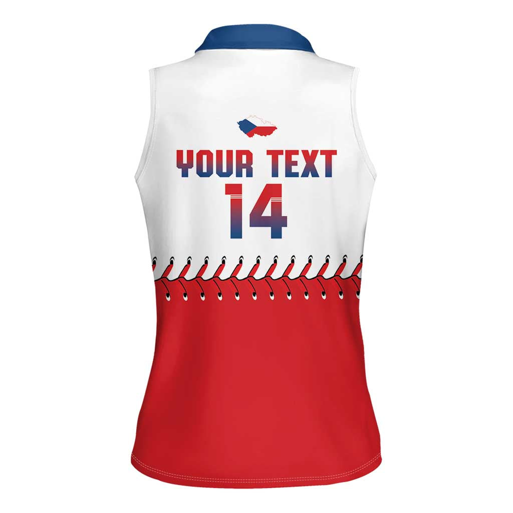 Czech Republic 2026 Baseball Custom Women Sleeveless Polo Shirt Come On Cesko Flag Style - Wonder Print Shop