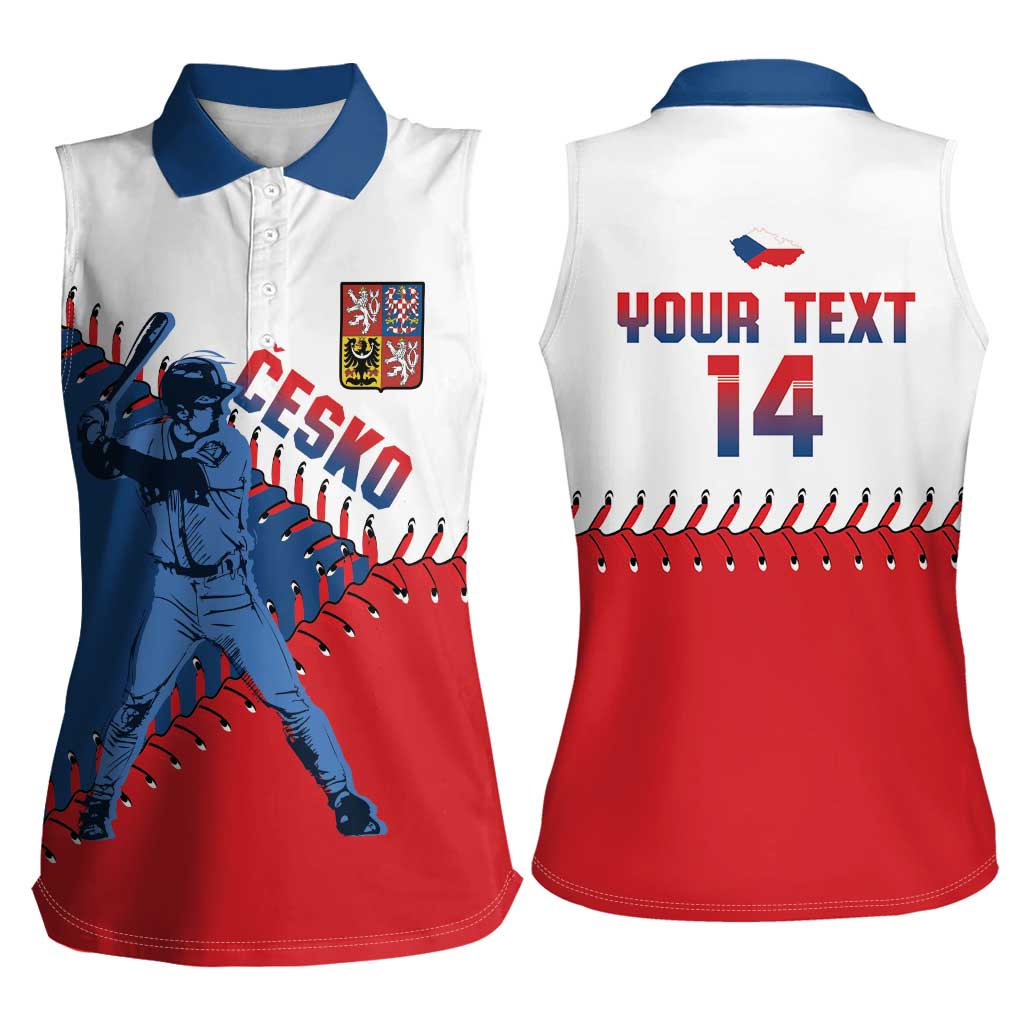 Czech Republic 2026 Baseball Custom Women Sleeveless Polo Shirt Come On Cesko Flag Style - Wonder Print Shop