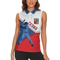 Czech Republic 2026 Baseball Custom Women Sleeveless Polo Shirt Come On Cesko Flag Style - Wonder Print Shop
