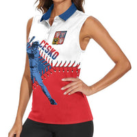 Czech Republic 2026 Baseball Custom Women Sleeveless Polo Shirt Come On Cesko Flag Style - Wonder Print Shop