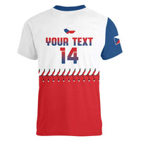 Czech Republic 2026 Baseball Custom Women V-Neck T-Shirt Come On Cesko Flag Style - Wonder Print Shop