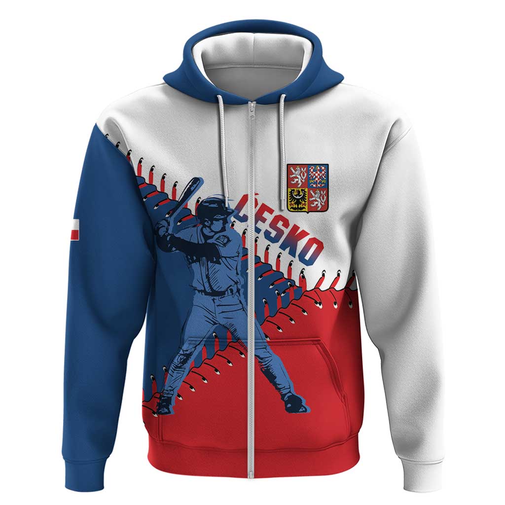 Czech Republic 2026 Baseball Custom Zip Hoodie Come On Cesko Flag Style - Wonder Print Shop