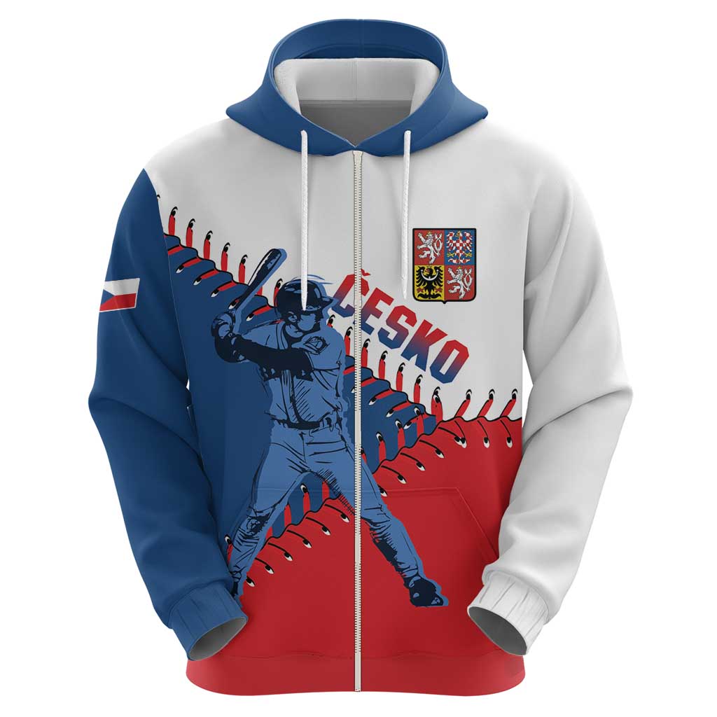 Czech Republic 2026 Baseball Custom Zip Hoodie Come On Cesko Flag Style - Wonder Print Shop