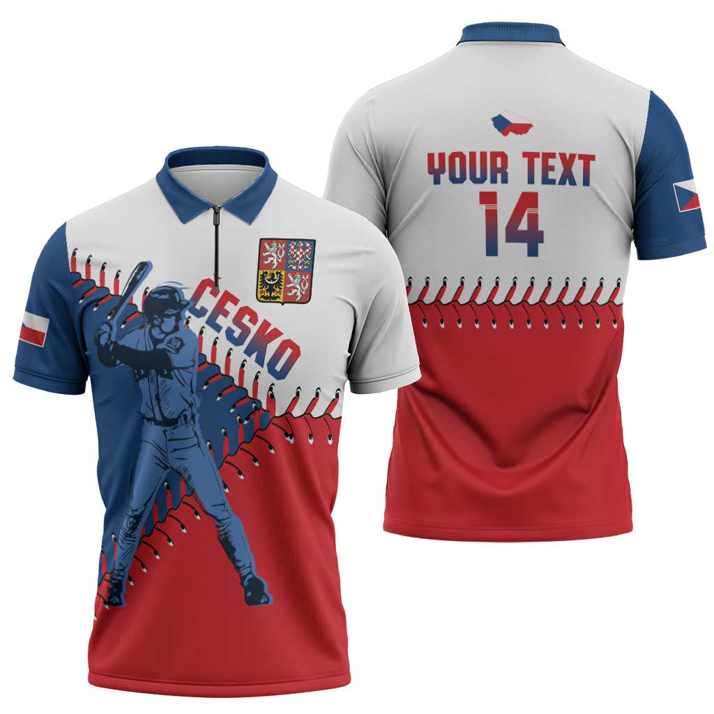 Czech Republic 2026 Baseball Custom Zipper Polo Shirt Come On Cesko Flag Style - Wonder Print Shop