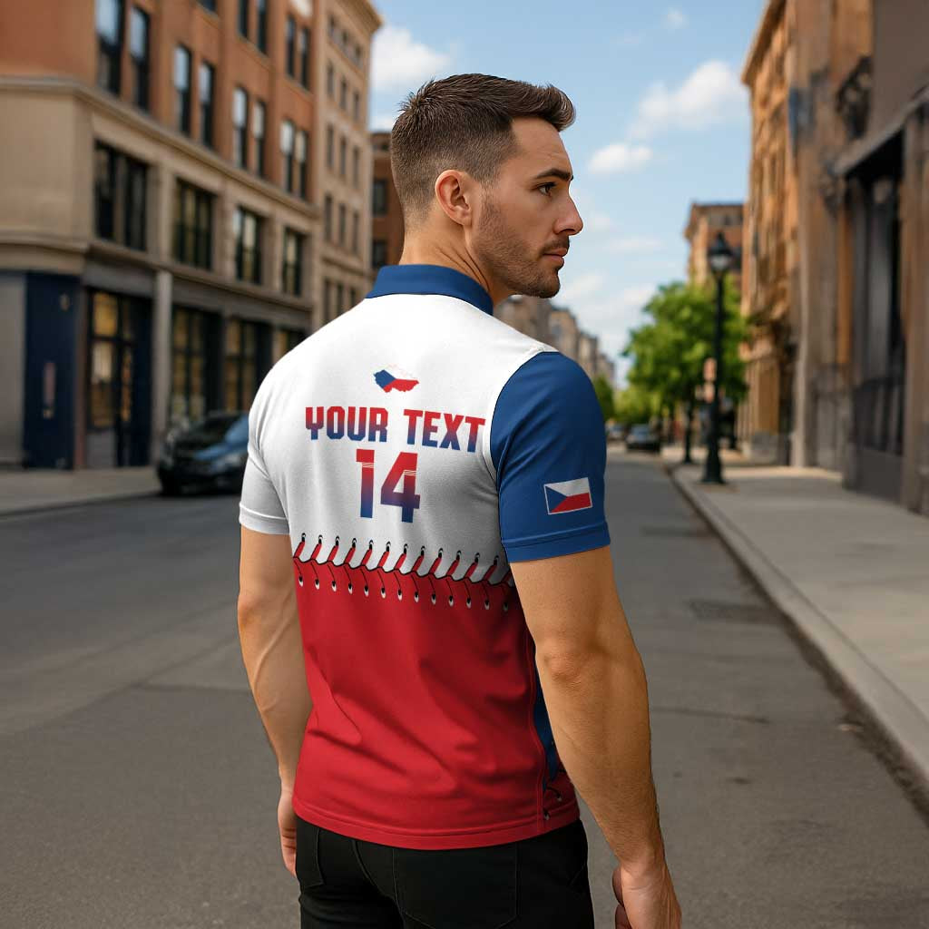Czech Republic 2026 Baseball Custom Zipper Polo Shirt Come On Cesko Flag Style - Wonder Print Shop