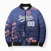 Japan 2026 Baseball Custom Bomber Puffer Jacket Come On Samurai Sakura Pattern - Wonder Print Shop