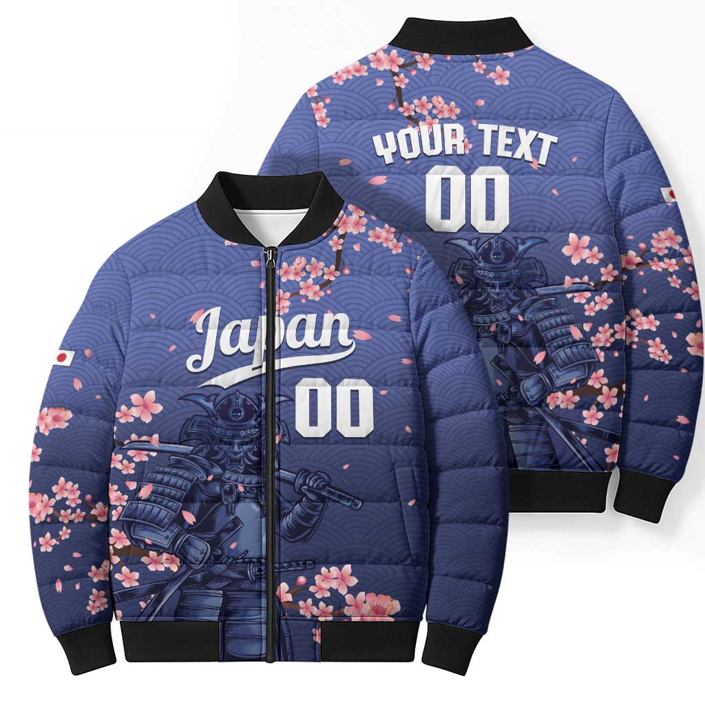 Japan 2026 Baseball Custom Bomber Puffer Jacket Come On Samurai Sakura Pattern - Wonder Print Shop