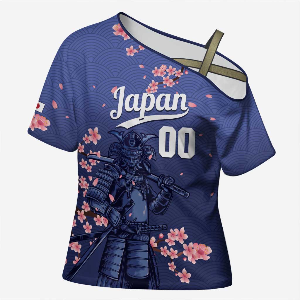 Japan 2026 Baseball Custom Cross Shoulder Shirt Come On Samurai Sakura Pattern - Wonder Print Shop