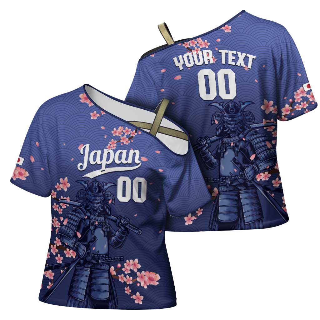 Japan 2026 Baseball Custom Cross Shoulder Shirt Come On Samurai Sakura Pattern - Wonder Print Shop