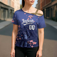 Japan 2026 Baseball Custom Cross Shoulder Shirt Come On Samurai Sakura Pattern - Wonder Print Shop