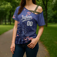 Japan 2026 Baseball Custom Cross Shoulder Shirt Come On Samurai Sakura Pattern - Wonder Print Shop