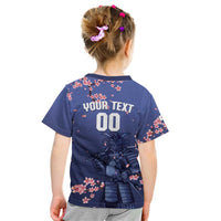 Japan 2026 Baseball Custom Kid T Shirt Come On Samurai Sakura Pattern - Wonder Print Shop