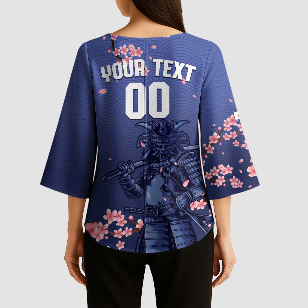 Japan 2026 Baseball Custom Kimono Sleeve Blouse Come On Samurai Sakura Pattern - Wonder Print Shop