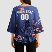 Japan 2026 Baseball Custom Kimono Sleeve Blouse Come On Samurai Sakura Pattern - Wonder Print Shop