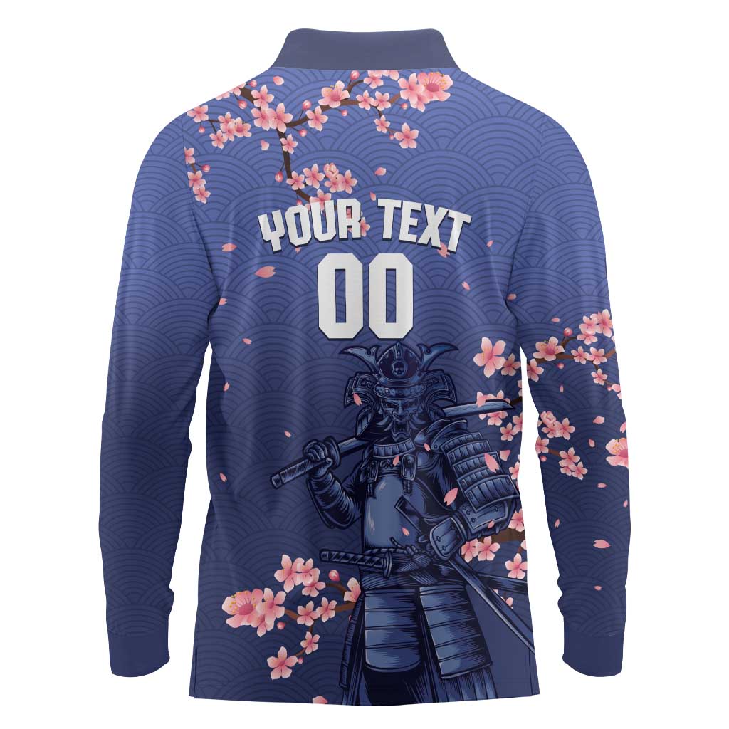 Japan 2026 Baseball Custom Long Sleeve Polo Shirt Come On Samurai Sakura Pattern - Wonder Print Shop