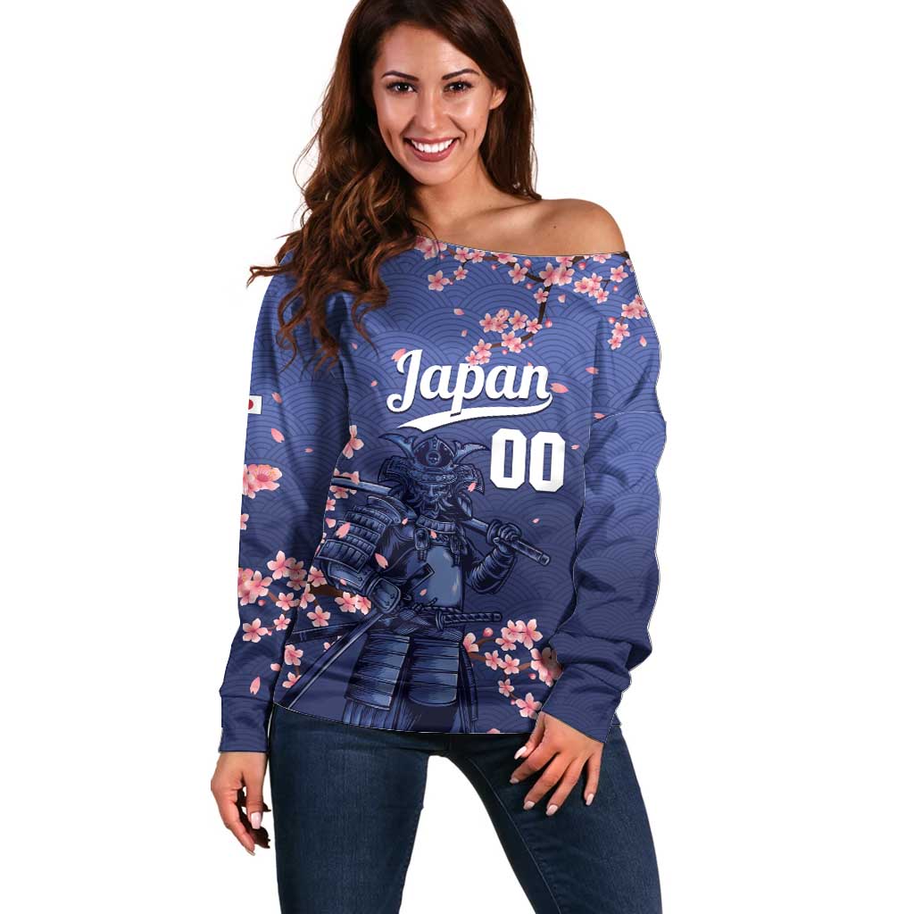Japan 2026 Baseball Custom Off Shoulder Sweater Come On Samurai Sakura Pattern - Wonder Print Shop