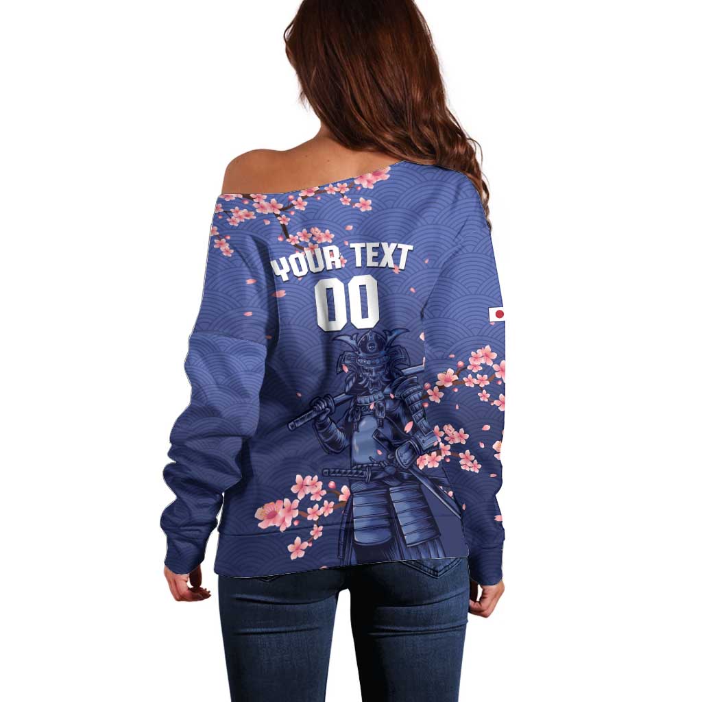 Japan 2026 Baseball Custom Off Shoulder Sweater Come On Samurai Sakura Pattern - Wonder Print Shop