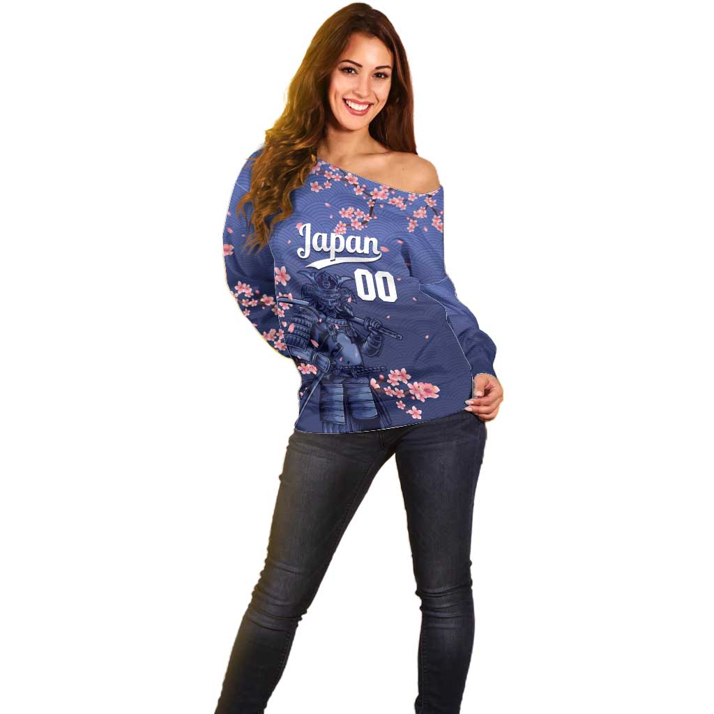Japan 2026 Baseball Custom Off Shoulder Sweater Come On Samurai Sakura Pattern - Wonder Print Shop
