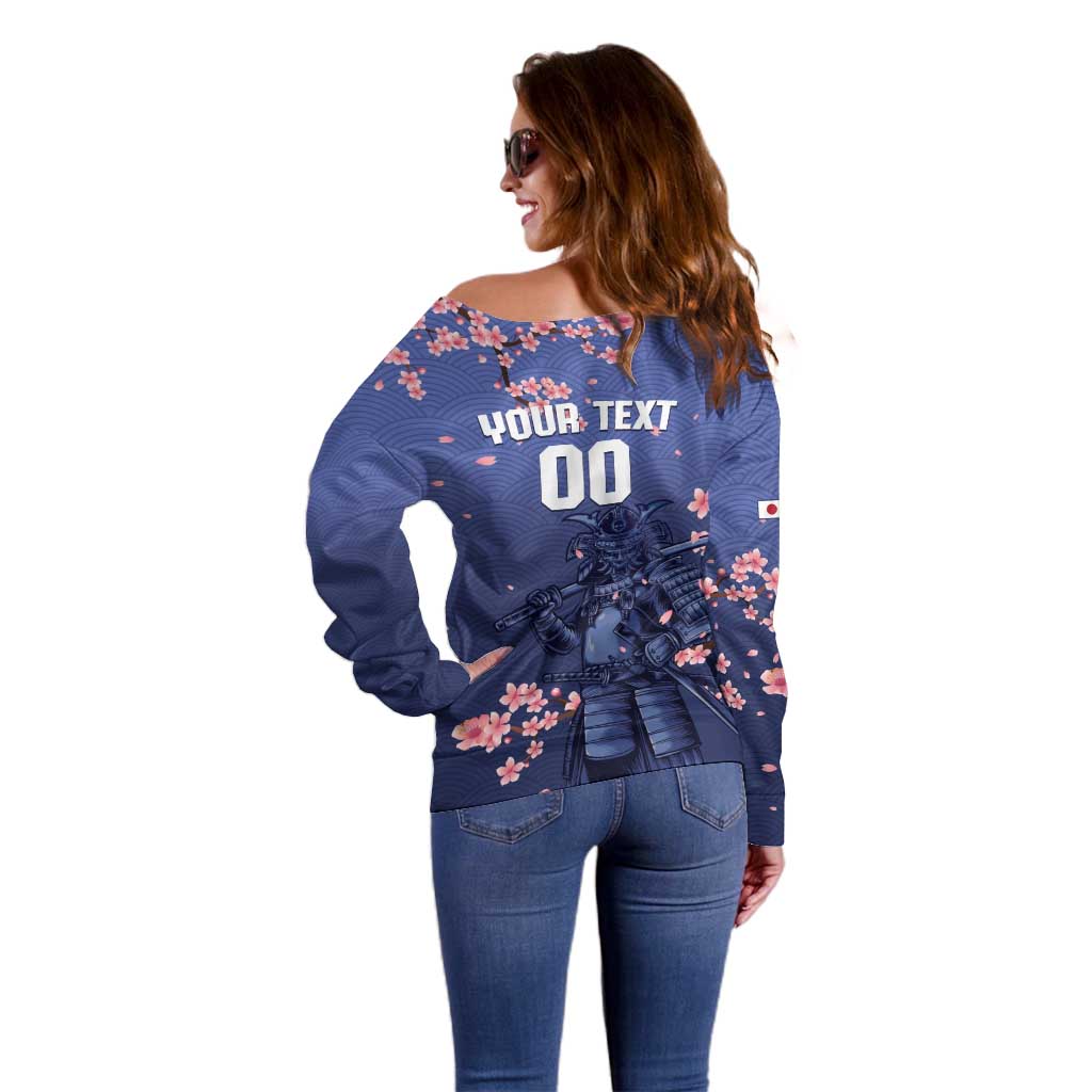 Japan 2026 Baseball Custom Off Shoulder Sweater Come On Samurai Sakura Pattern - Wonder Print Shop